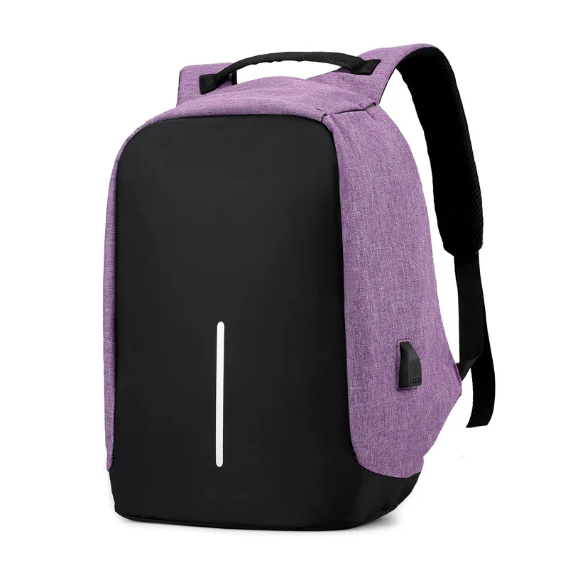 purple 15,6 дюймовый рюкзак для ноутбука с usb зарядкой, рюкзак с защитой от кражи, мужской рюкзак для путешествий, водонепроницаемая школьная сумка, мужской рюкзак Mochila - Цвет: purple