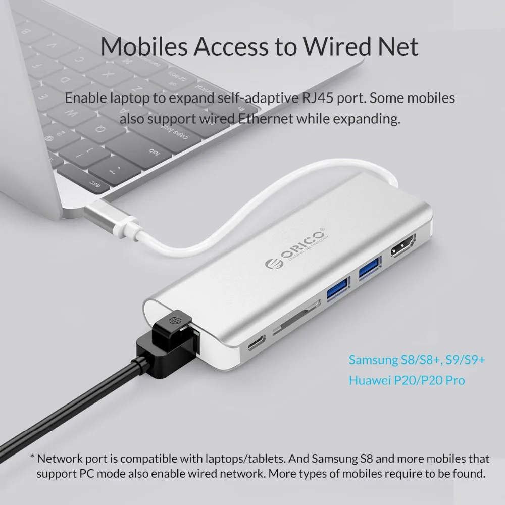 ORICO USB C концентратор Type к USB3.0 HDMI VGA SD адаптер с зарядными портами для Samsung S9 Note 8 Huawei
