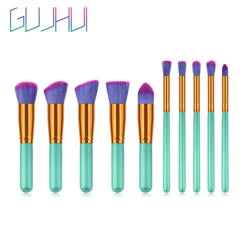 GUJHUI 10 шт. Деревянная Ручка кисти для макияжа Профессиональная Кисть основы пудра