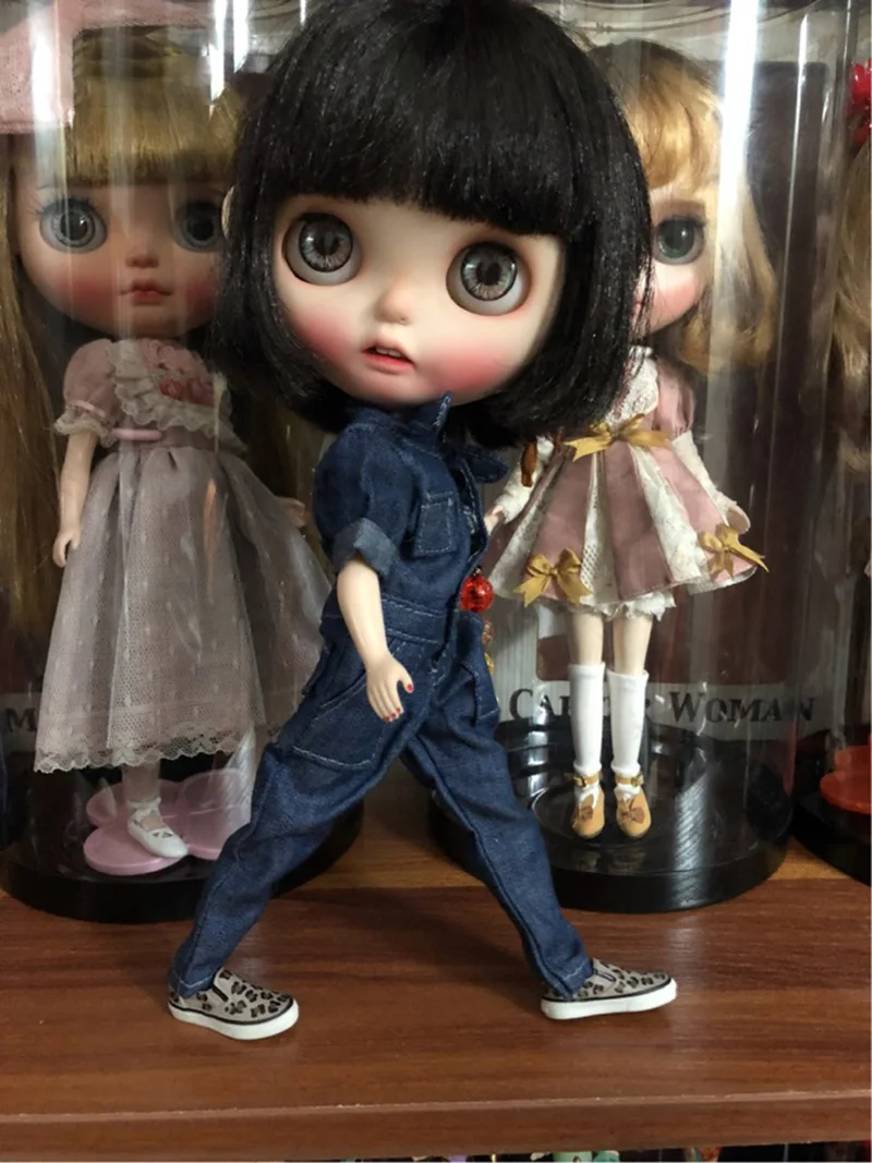 

1 PCS Fashion Blyth Tiger Jumpsuit Clothes Demin Printing Siamese Trousers Overalls for Azone Licca OB24