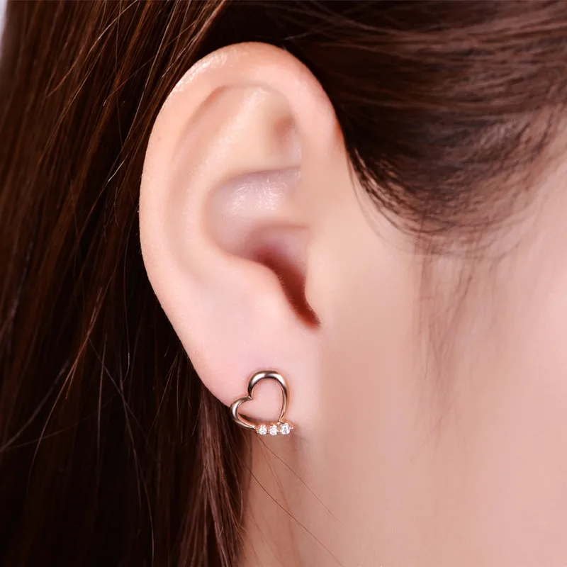 ZOCAI Brand New Design Real Certificate Diamond Earrings 0.05 CT 18k Rose Gold (AU750) Engagement Stud JBE90129T | Украшения и