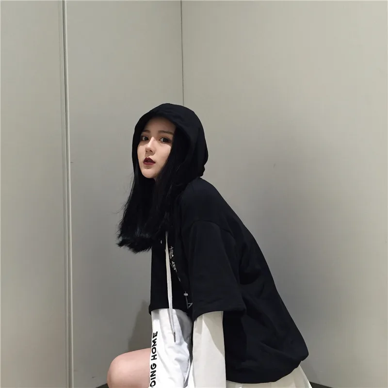 Корейская уличная Толстовка ulzzang Harajuk с длинными рукавами и английской вышивкой; Новинка года; Осенняя Толстовка свободного кроя; две пары толстовок