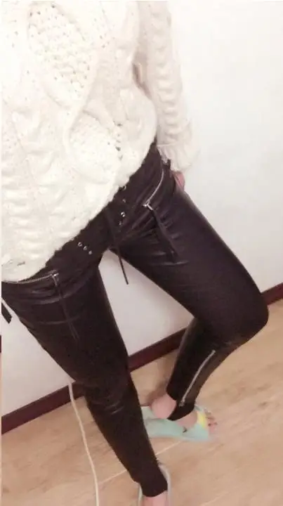 Брюки карандаш женские до щиколотки из ПУ кожи|pencil pants|pu leather pantsfashion pants |