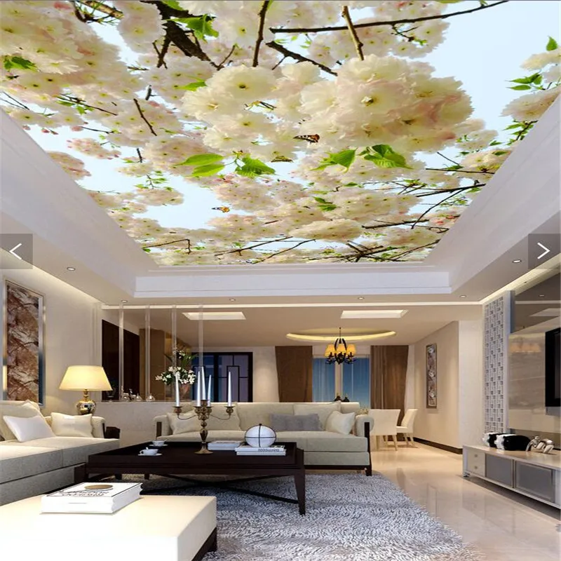 

beibehang Large custom 3D stereo flowers blue sky branch sofa background home decoration waterproof wallpaper for bathroom