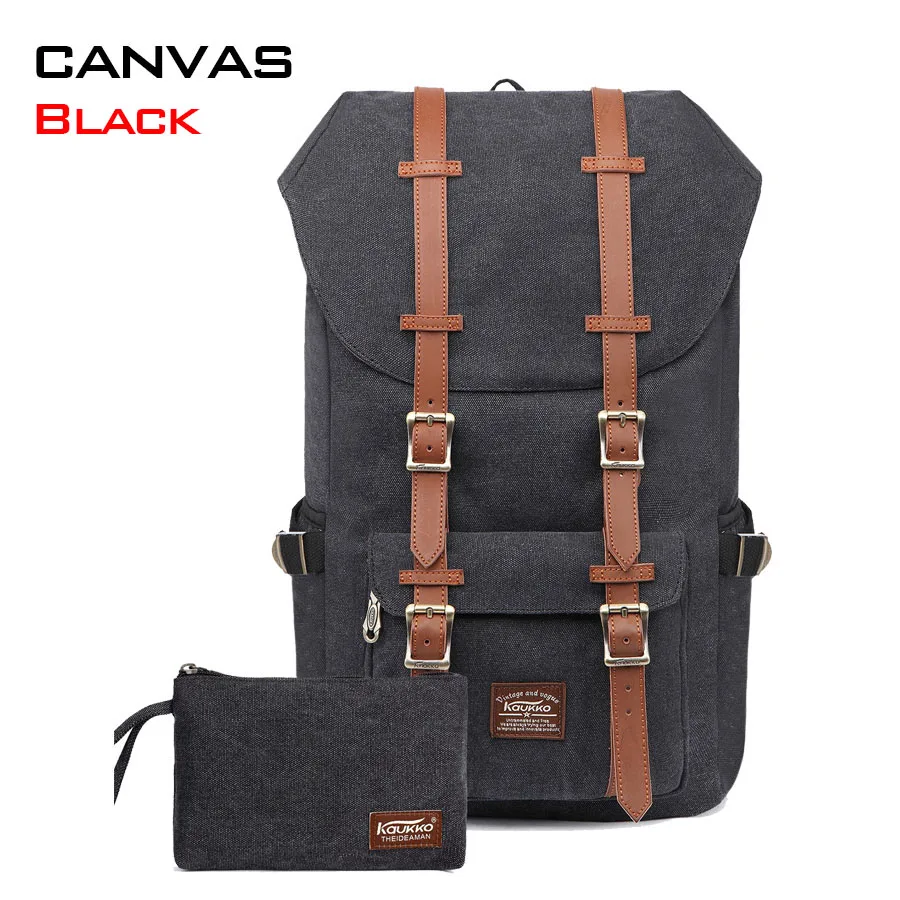 Рюкзак женский рюкзак мужской Schulrucksack KAUKKO 1" рюкзак для ноутбука 15" ноутбук Повседневный Рюкзак стильный рюкзак - Цвет: Canvas Black 2PC