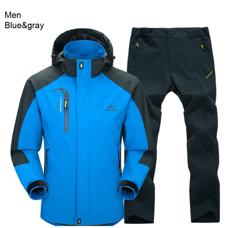 blue gray Полярный светильник, весенний и осенний, для прогулок, Походов, Кемпинга, куртка, брюки, мужской костюм, ветровка, треккинг, пальто, брюки, 5XL - Цвет: blue gray