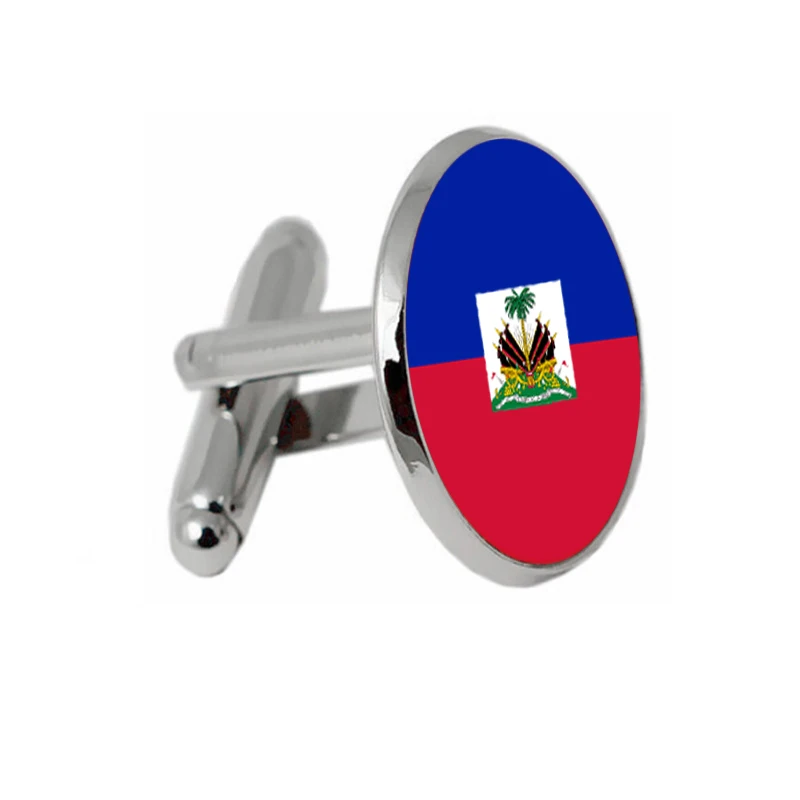 Модные Haiti национальные запонки с изображением флага 3 цвета круглый стеклянный