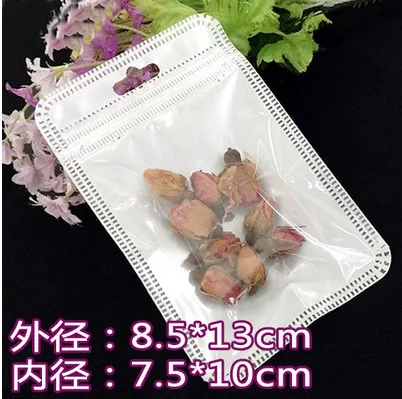 

Retail 8.5*13cm 400Pcs/ Lot 3.34"x5.11" White / Clear Self Seal Zipper Plastic Packing Bags With Hang Hole Zip Lock Package Bags