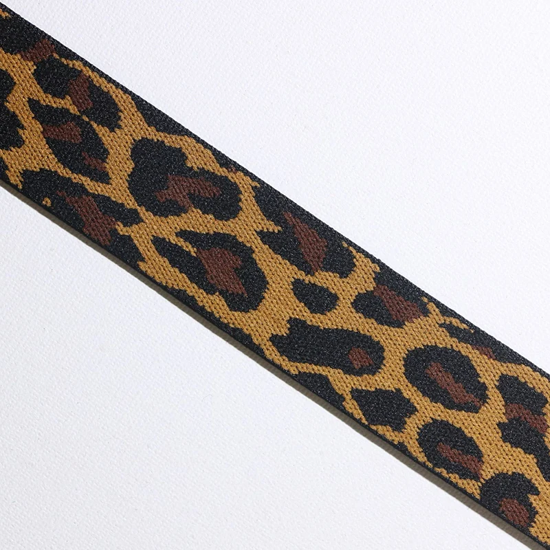 15Yards Fashion Leopard Printed Elastic Band Pants Waist Elastic Ribbon Webbings Bags Trousers Rubber Band DIY Sewing KY895