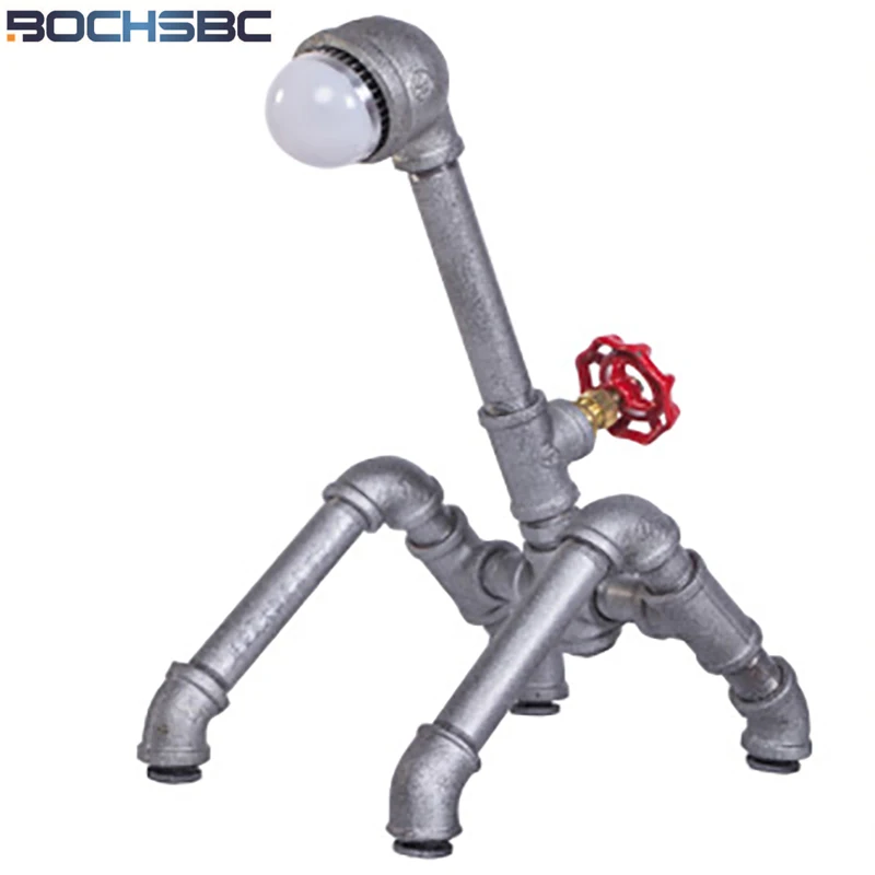 

BOCHSBC Art Deco Table Lights American Water Pipe Table Lamp LED Light for Living Room Study Room Bedside Bedroom Bar Desk Lamp