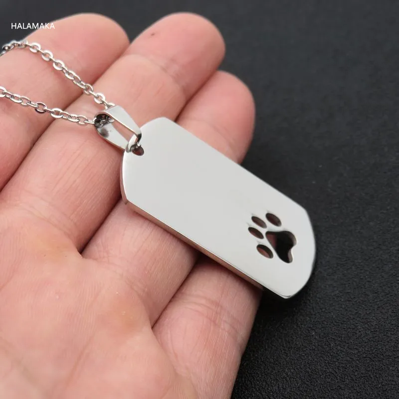 Цепочка с подвеской Собачья лапа из нержавеющей стали 316L|stainless steel blanks|dogtag necklaceblank