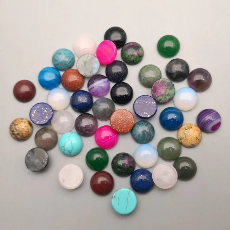 

fashion 12MM mixed Natural Stone Beads cabochon for Jewelry making Earrings Necklace ring accessories 100Pcs/lot Free shipping