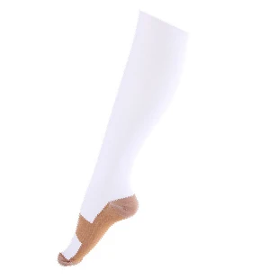 white 1 Pair Unisex Compression Socks Women Men Anti Fatigue Pain Relief Knee High Comfortable Travel Stockings - Цвет: white