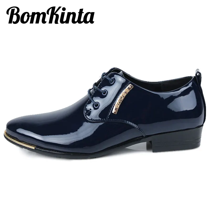 BomKinta Classic Glitter Office Men Dress Shoes Metal Business Lace Up Oxfords For Italian Style Formal | Обувь