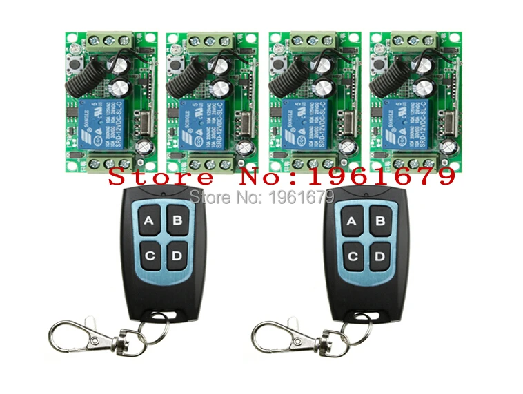 

DC 12 V RF wireless remote control switch 1 channal Intelligent family system 4 pcs receiver+2 pcs waterproof transmitter