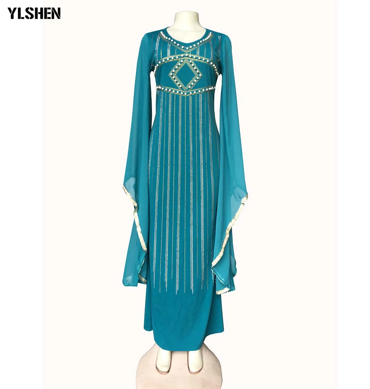 Женское шифоновое платье с рюшами Dashiki вечернее длинное из шифона украшенное