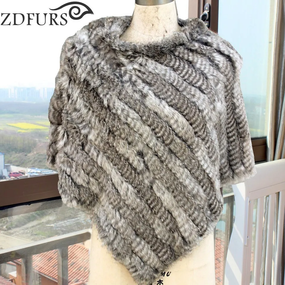2018 модное меховое пончо вязаная кроличья меховая маленькая накидка Прямая
