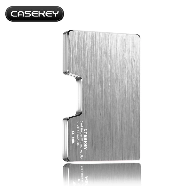 Silver Casekey металлик большой емкости 36 держатель для карт леди портмоне с функцией RFID мужские алюминиевые кошельки с металлическим зажимом для денег - Цвет: Silver