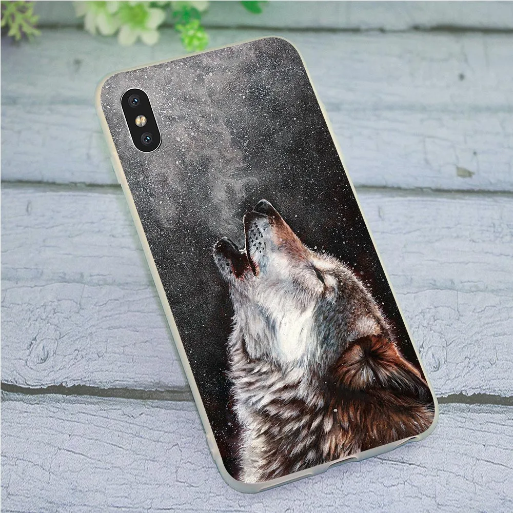 Мягкий Ультратонкий чехол из ТПУ с волком для телефона iPhone 5 XR X 7 8 Plus 6 6S SE Xs Max чехлы