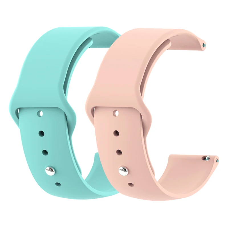 Mint Green Sand Pink 18 мм 20 мм 22 мм 2 шт силиконовый ремешок для часов gear S2 ремешок для samsung gear S3 Classic Frontier Galaxy Watch Amazfit Bip браслет - Цвет ремешка: Mint Green Sand Pink