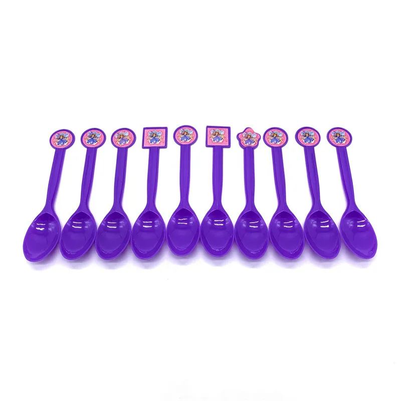 Spoons-10pcs Дисней Принцесса София первый день рождения тема Праздничная бумажная посуда набор для украшения детский душ вечерние принадлежности детский набор для дня рождения - Цвет: Spoons-10pcs