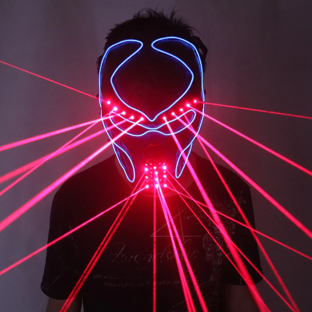 Модная красная лазерная маска, светящаяся, светильник Laserman, маска для лица, лазерное шоу, маски для Хэллоуина, для лазерного танцора, вечерние принадлежности