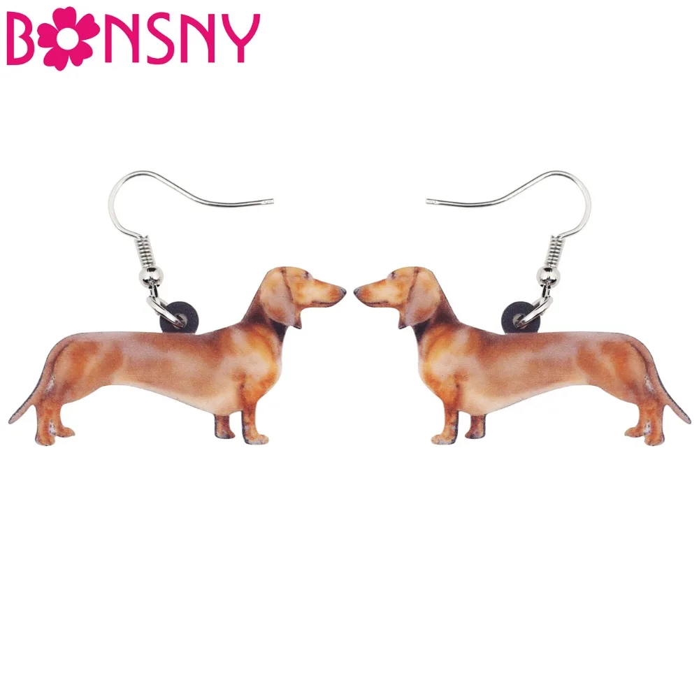 Bonsny эффектная такса фото большая Длинная подвеска в виде животного акриловые