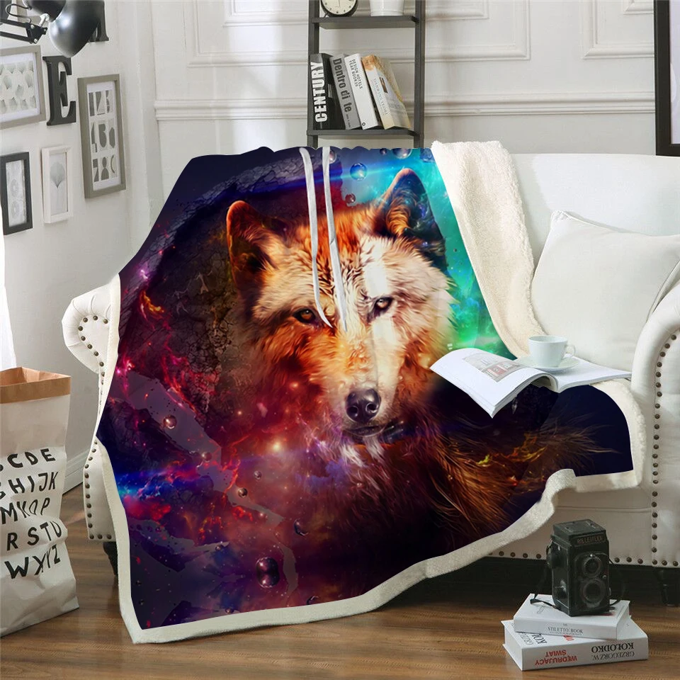 Новинка 2019 г. бархатное откидное покрывало с принтом галактики волка для детей