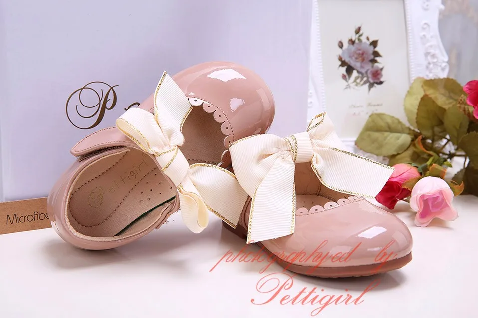 Pettigirl/ дизайн; обувь с бантом для девочек; 5 цветов; кожаная обувь с микрофиброй ручной работы; детская обувь; американский размер(без обувной коробки