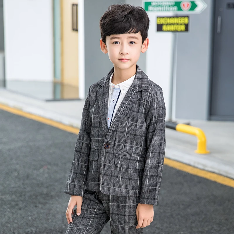 

2018 New Autumn Kids Blazers Boys Suits Single Breasted 2Pcs Coats + Pants for Boys Wedding Wear Children Clothing Sets 3sb013