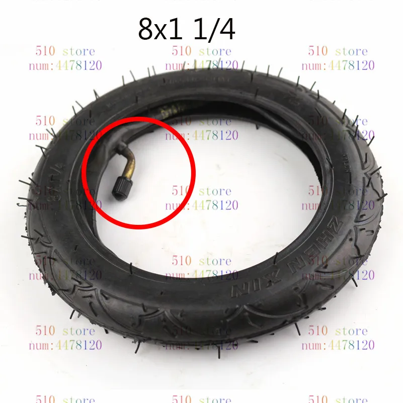 

free shipping 8 Inch 8X1 1/4 Scooter Tire & Inner Tube Set Bent Valve Suits A-Folding Bike Electric / Gas Scooter Tyre