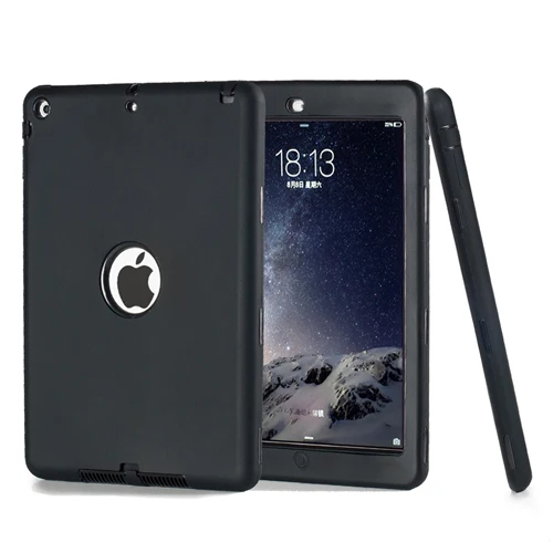 black black Ударопрочный силиконовый чехол для iPad Air 1 A1474, A1475, A1476, чехол Funda Kids Safe Armor сверхпрочный Резиновый чехол с защитой от царапин+ ручка - Цвет: black black
