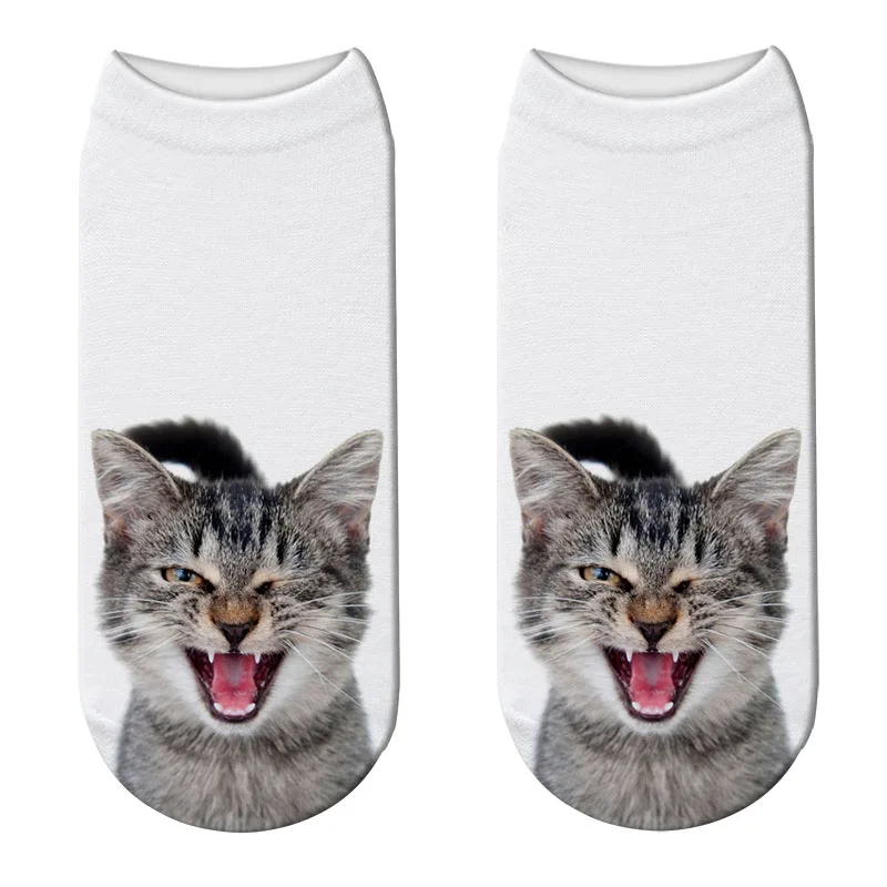 005 Rubu новые весенне-летние носки для женщин Kawaii Cat 3D печать лодыжки носки унисекс Мужские Meias женские смешное искусство короткие носки 7S-ZWS20 - Цвет: 005