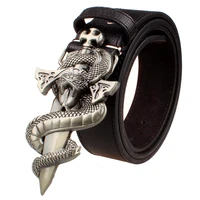 metal leather belt punk belt knife metal belts snake totem sword wild street dance hip hop belts gift for men