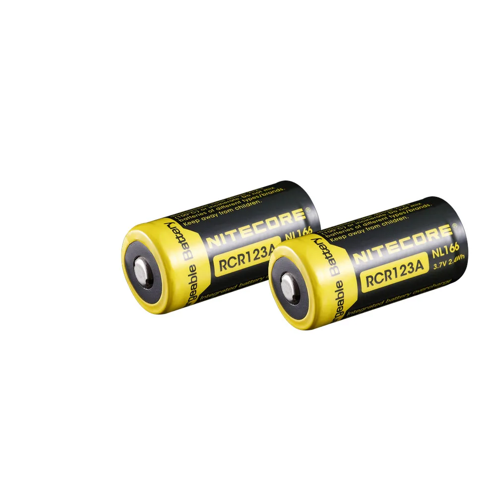 2 шт. литий ионные перезаряжаемые батареи NITECORE RCR123A NL166 650 мАч 3 7 в Втч|Портативные