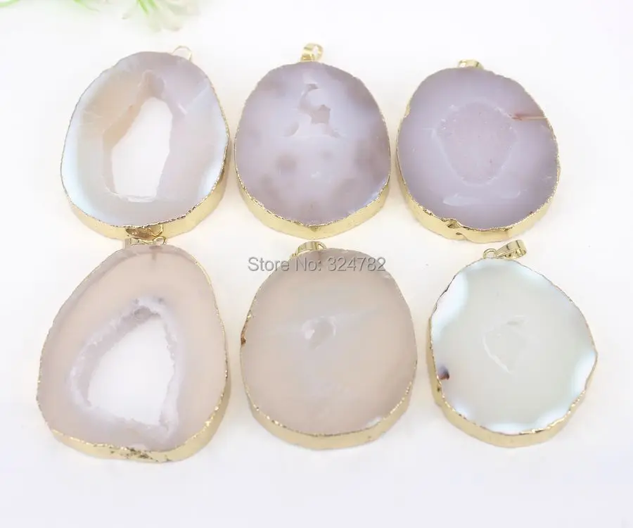 5 шт. Натуральный Druzy Geode камень подвеска бисер натурального цвета для