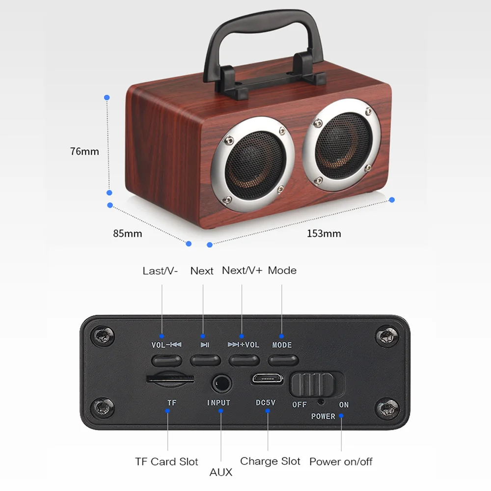 Супер бас портативный деревянный Bluetooth динамик сабвуфер музыка беспроводной деревянный динамик s mp3 плеер handfree микрофон