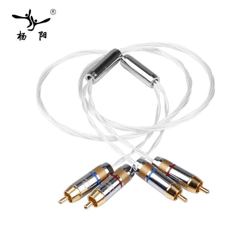 YYAUDIO Hi-Fi RCA в кабель чистое серебро основной core просеивание скрининг штекер на rca