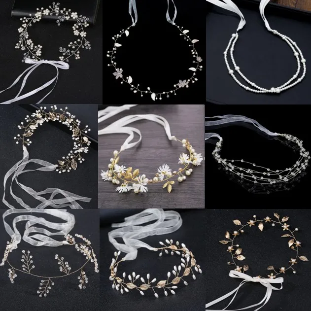 Leaf Headband Pearl Hair Band Wedding Hair Accessories Handmade Bridal Headband