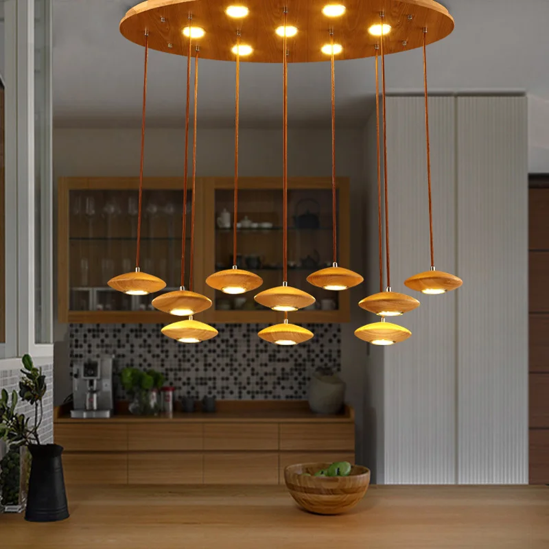

Modern Vintage oval ellipse wood AC 110/240V luminaire lamparas Cord Pendant Lamp hollow carved for Bar Restaurant Bedroom