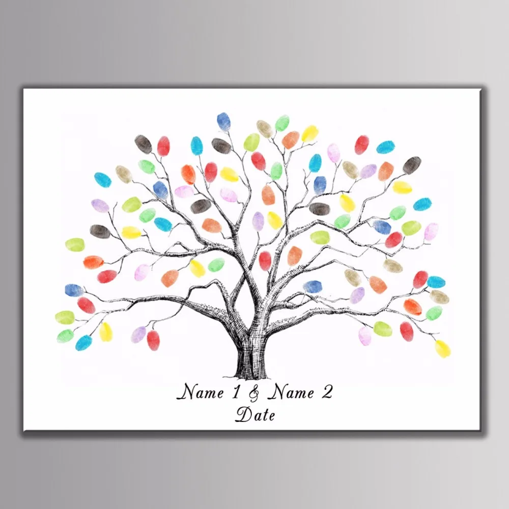 

Personalized Custom Names and date Wedding Guestbook For Fingerprint Sign Wedding Decoration Fingerprint Tree with Inkpads
