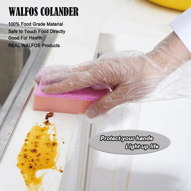 Пластиковые одноразовые перчатки WALFOS 100 шт. для ресторана дома обслуживания