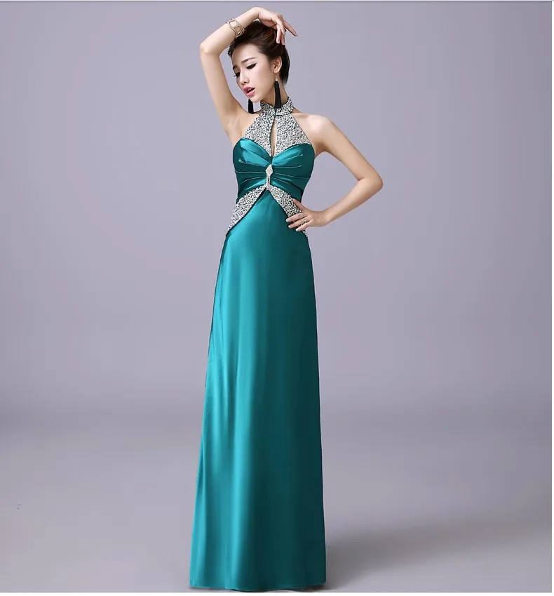 Женское платье с лямкой на шее элегантное зеленое в Европейском стиле размер L XL #