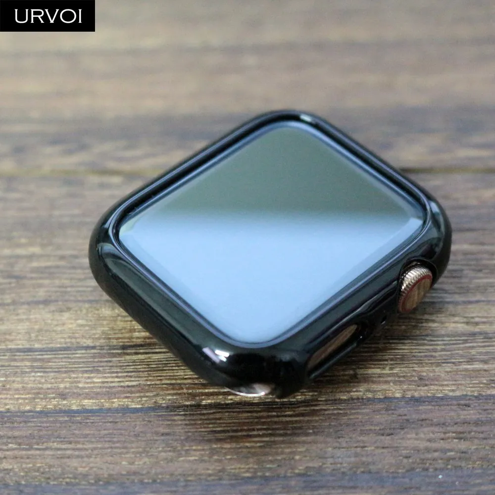 URVOI Бампер для Apple Watch серии 8 7 6 SE 54, чехол-накладка iwatch с покрытием электропластика, жесткая рамка, узкий профиль, ультратонкий.