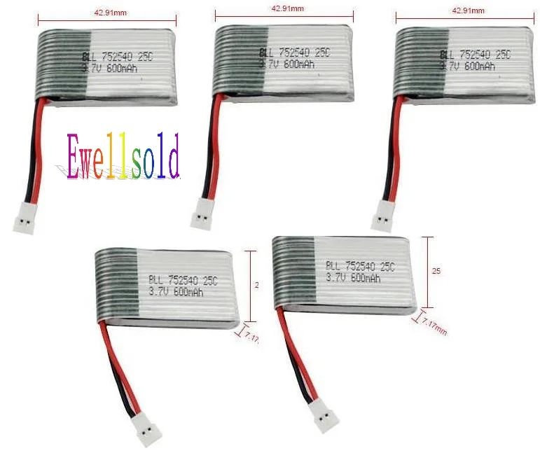 

Ewellsold X5C X5 X5SW X5SC RC Квадрокоптер RC Дрон 3,7 V 600Mah литий-полимерный аккумулятор 5 шт./лот Бесплатная доставка
