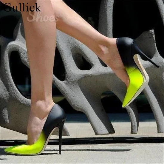 

Black Green Gradient Color Women Pumps Sexy Pointed Toe Stiletto High Heels Wome Candy Elegant Ladies Dress Wedding Shoes Woman