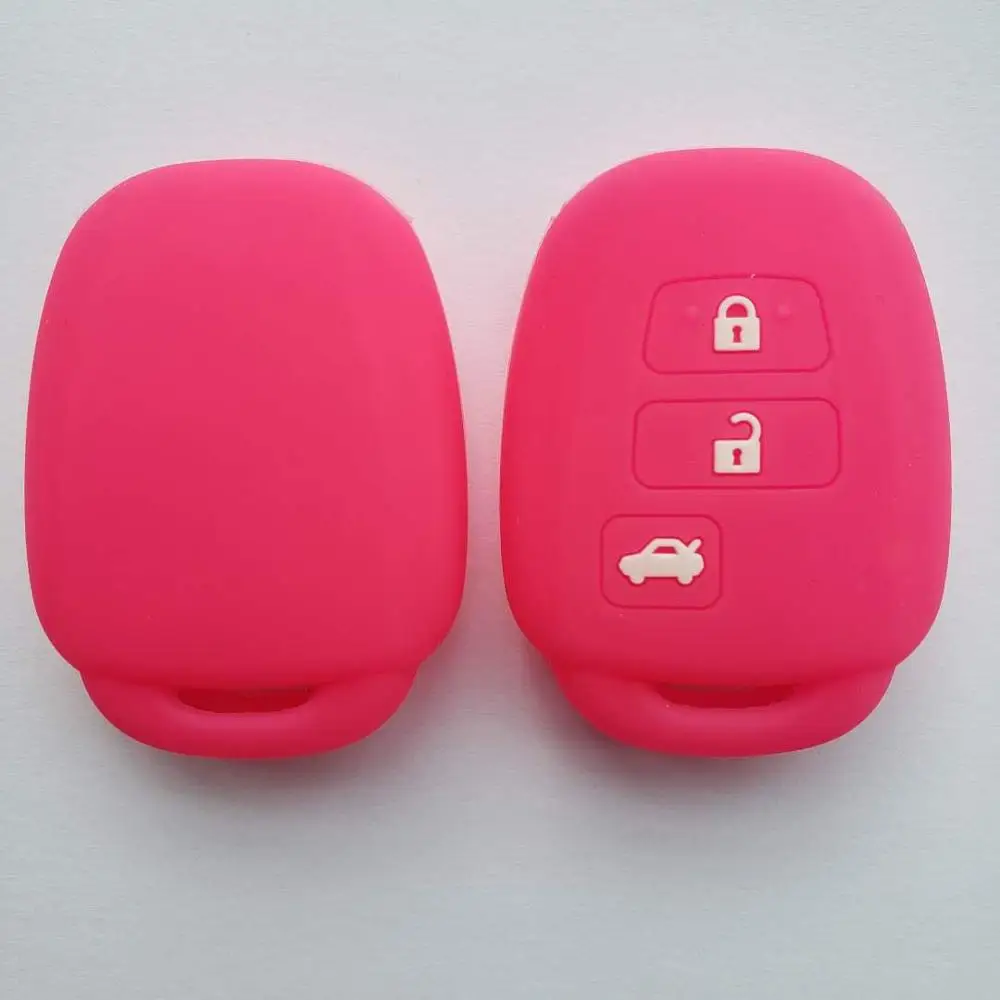 Magenta Автомобильный БЕСКЛЮЧЕВОЙ умный силикон чехол для Toyota Vios Yaris 3 кнопки FOB Shell - Название цвета: Magenta