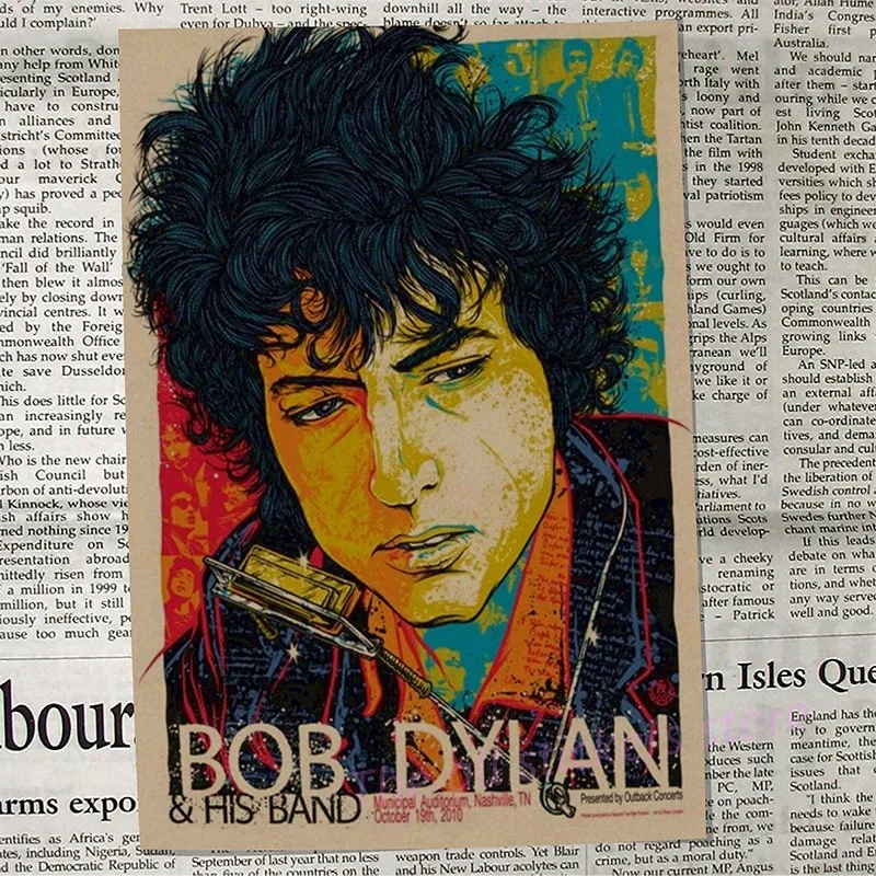 Постер Боба Дилана. Крафт бумага декоративная живопись плакаты народным поэтом