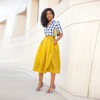 Юбка-миди золотого цвета из атласа, с карманами, на молнии, трапециевидная, модная, для взрослых