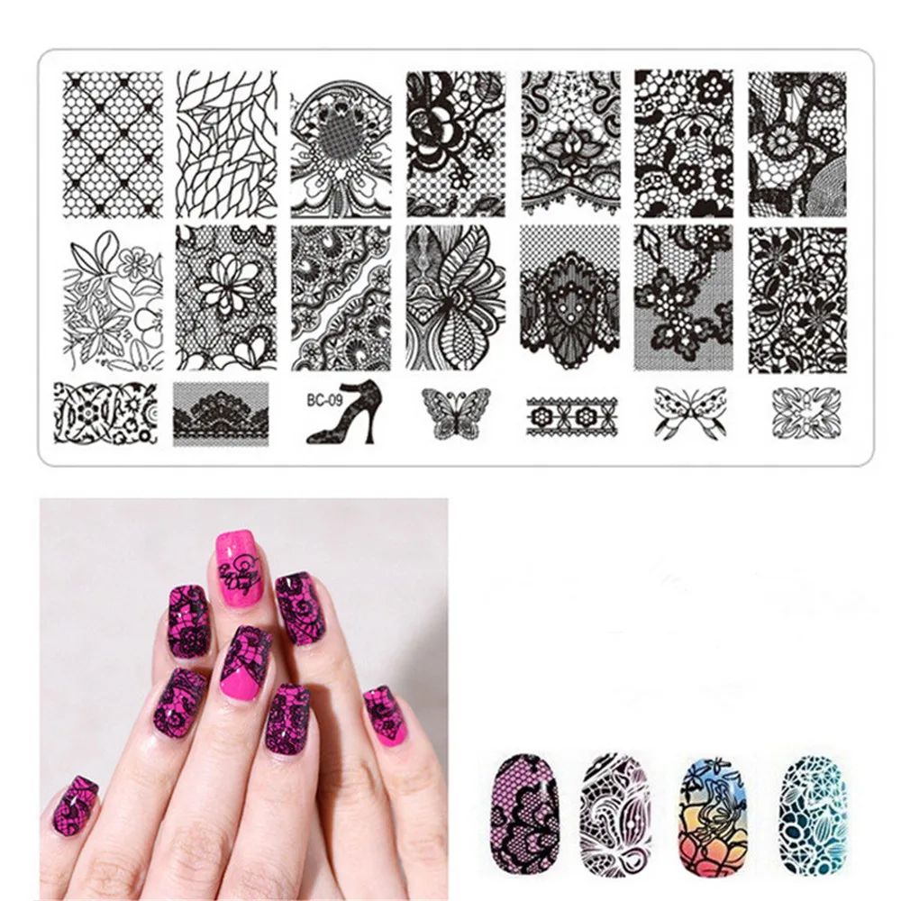 Lace Flower Animal Geometry Pattern Nail Stamping Plates Art Stamp Template Image Plate Stencil Manicure Tools 1PC | Красота и